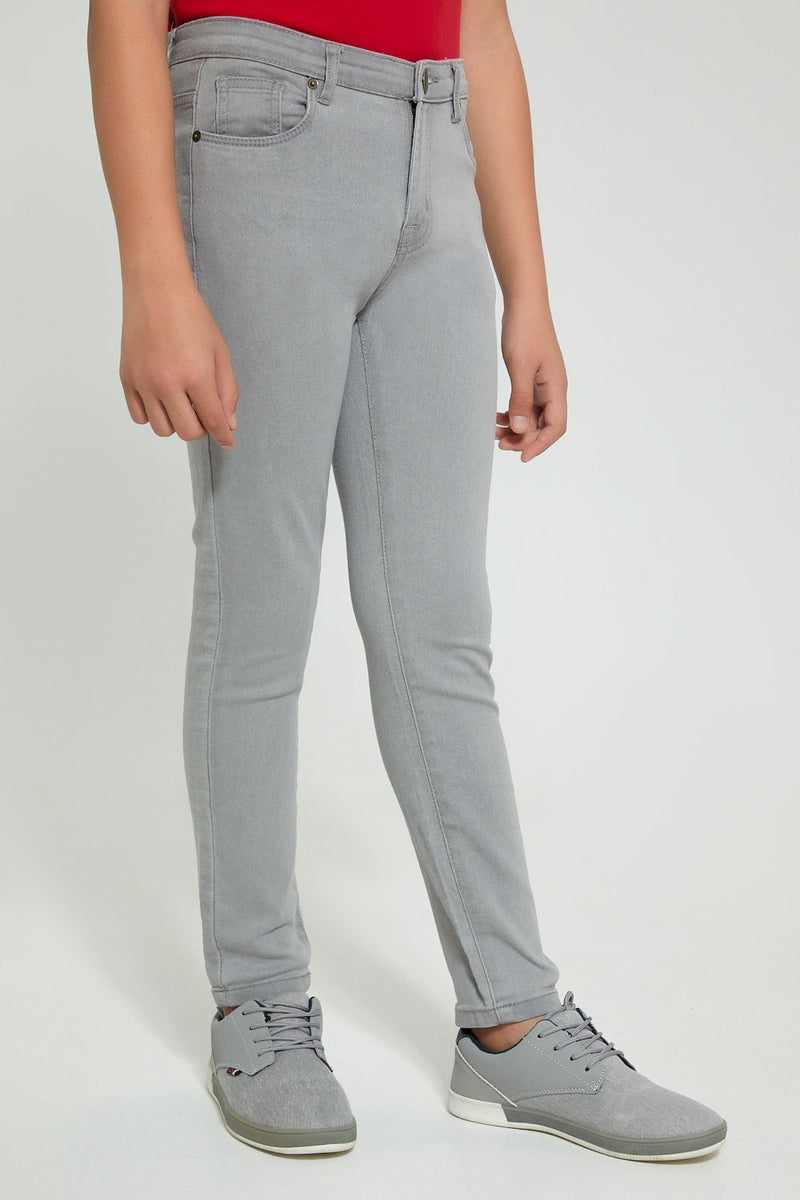 Redtag-Grey-Basic-365-Jean-Jeans-Slim-Fit-Senior-Boys-9 to 14 Years