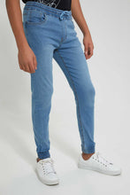 Load image into Gallery viewer, Redtag-Blue-Jeans-With-Waistband-Jeans-Regular-Fit-Senior-Boys-9 to 14 Years
