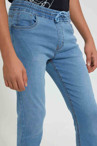 Redtag-Blue-Jeans-With-Waistband-Jeans-Regular-Fit-Senior-Boys-9 to 14 Years