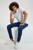 Redtag-Navy-Pull-On-Jeans-With-Waistband-Jeans-Regular-Fit-Senior-Boys-9 to 14 Years