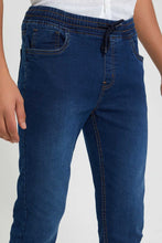 Load image into Gallery viewer, Redtag-Navy-Pull-On-Jeans-With-Waistband-Jeans-Regular-Fit-Senior-Boys-9 to 14 Years
