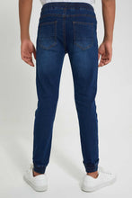 Load image into Gallery viewer, Redtag-Navy-Pull-On-Jeans-With-Waistband-Jeans-Regular-Fit-Senior-Boys-9 to 14 Years
