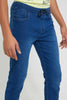 Redtag-Navy-Jeans-With-Waistband-Jeans-Regular-Fit-Senior-Boys-9 to 14 Years