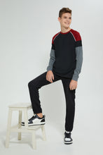 Load image into Gallery viewer, Redtag-Black-Pull-On-Knit-Denim-Jeans-Regular-Fit-Senior-Boys-9 to 14 Years
