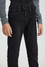 Load image into Gallery viewer, Redtag-Black-Pull-On-Knit-Denim-Jeans-Regular-Fit-Senior-Boys-9 to 14 Years
