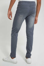 Load image into Gallery viewer, Redtag-Grey-Pull-On-Jeans-With-Waistband-Jeans-Regular-Fit-Senior-Boys-9 to 14 Years
