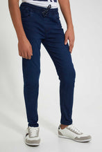 Load image into Gallery viewer, Redtag-Navy-Pull-On-Jeans-Jeans-Regular-Fit-Senior-Boys-9 to 14 Years
