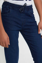 Load image into Gallery viewer, Redtag-Navy-Pull-On-Jeans-Jeans-Regular-Fit-Senior-Boys-9 to 14 Years
