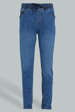 Load image into Gallery viewer, Redtag-Blue-Pull-On-Jean-Jeans-Slim-Fit-Senior-Boys-9 to 14 Years
