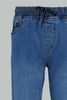 Redtag-Blue-Pull-On-Jean-Jeans-Slim-Fit-Senior-Boys-9 to 14 Years