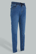 Load image into Gallery viewer, Redtag-Blue-Pull-On-Jean-Jeans-Slim-Fit-Senior-Boys-9 to 14 Years
