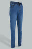 Redtag-Blue-Pull-On-Jean-Jeans-Slim-Fit-Senior-Boys-9 to 14 Years