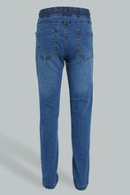 Load image into Gallery viewer, Redtag-Blue-Pull-On-Jean-Jeans-Slim-Fit-Senior-Boys-9 to 14 Years
