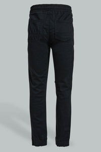 Redtag-Black-Jogger-Trouser-Joggers-Senior-Boys-9 to 14 Years