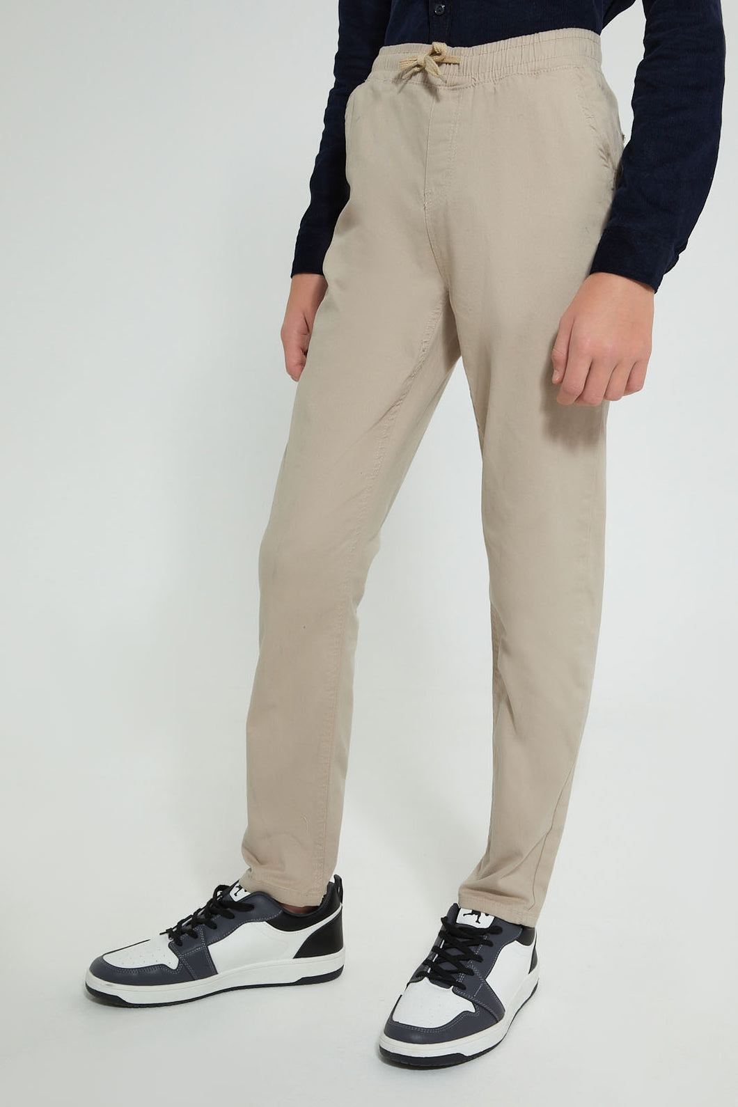 Redtag-Beige-Pull-On-Trouser-Joggers-Senior-Boys-9 to 14 Years