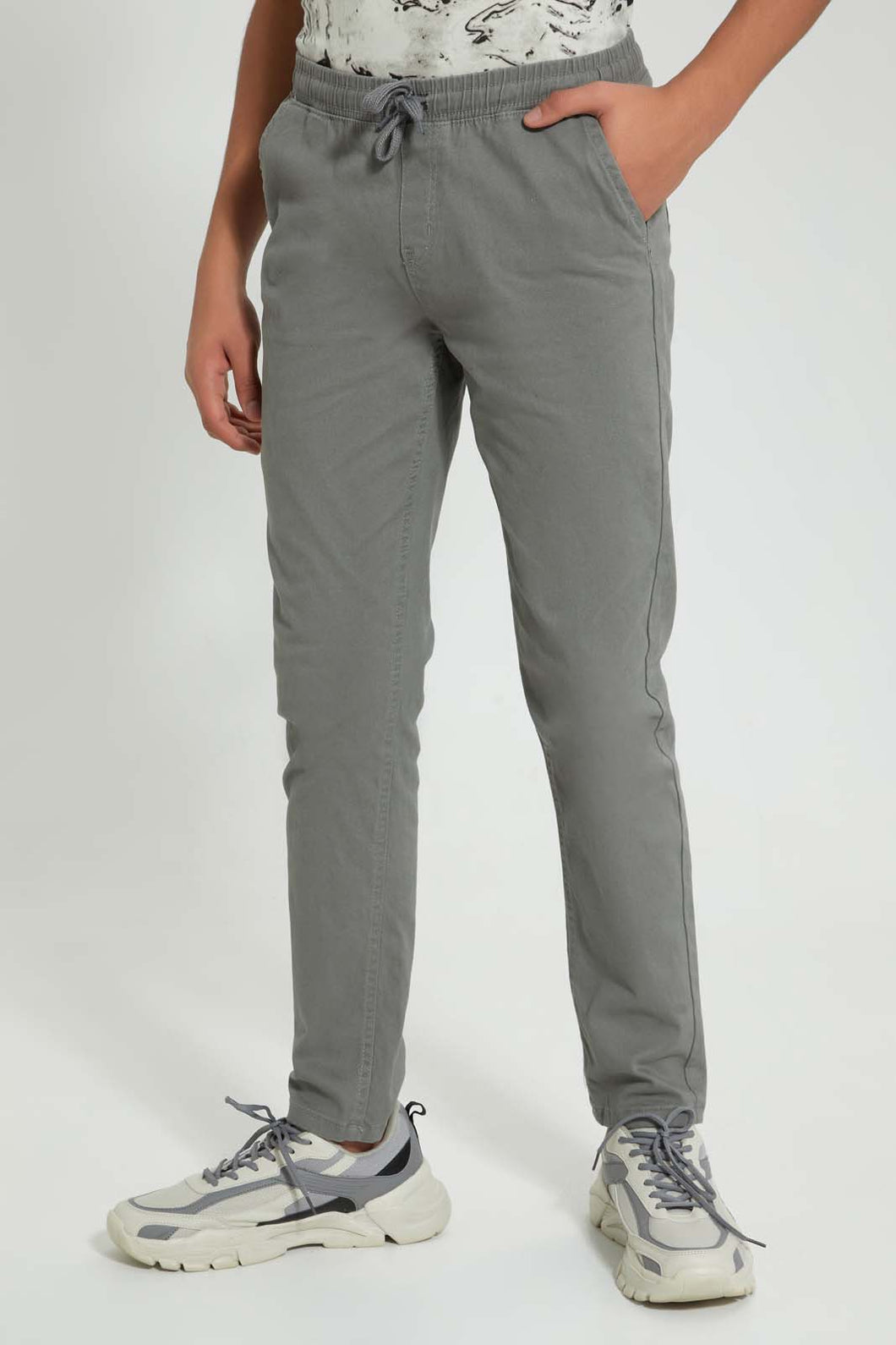 Redtag-Grey-Pull-On-Trouser-Joggers-Senior-Boys-9 to 14 Years