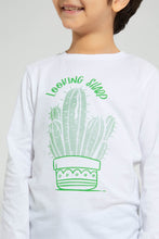 Load image into Gallery viewer, Redtag-White-Cactus-Print-Long-Sleeve-T-Shirt-Graphic-Prints-Boys-2 to 8 Years
