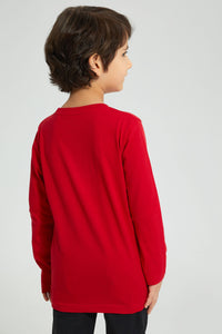 Redtag-Red-Yak-Print-Long-Sleeve-T-Shirt-Graphic-Prints-Boys-2 to 8 Years