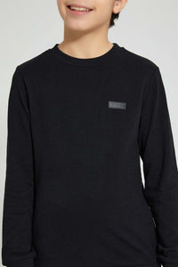 Redtag-Black-Pique-SweaT-Shirt-Sweatshirts-Senior-Boys-9 to 14 Years