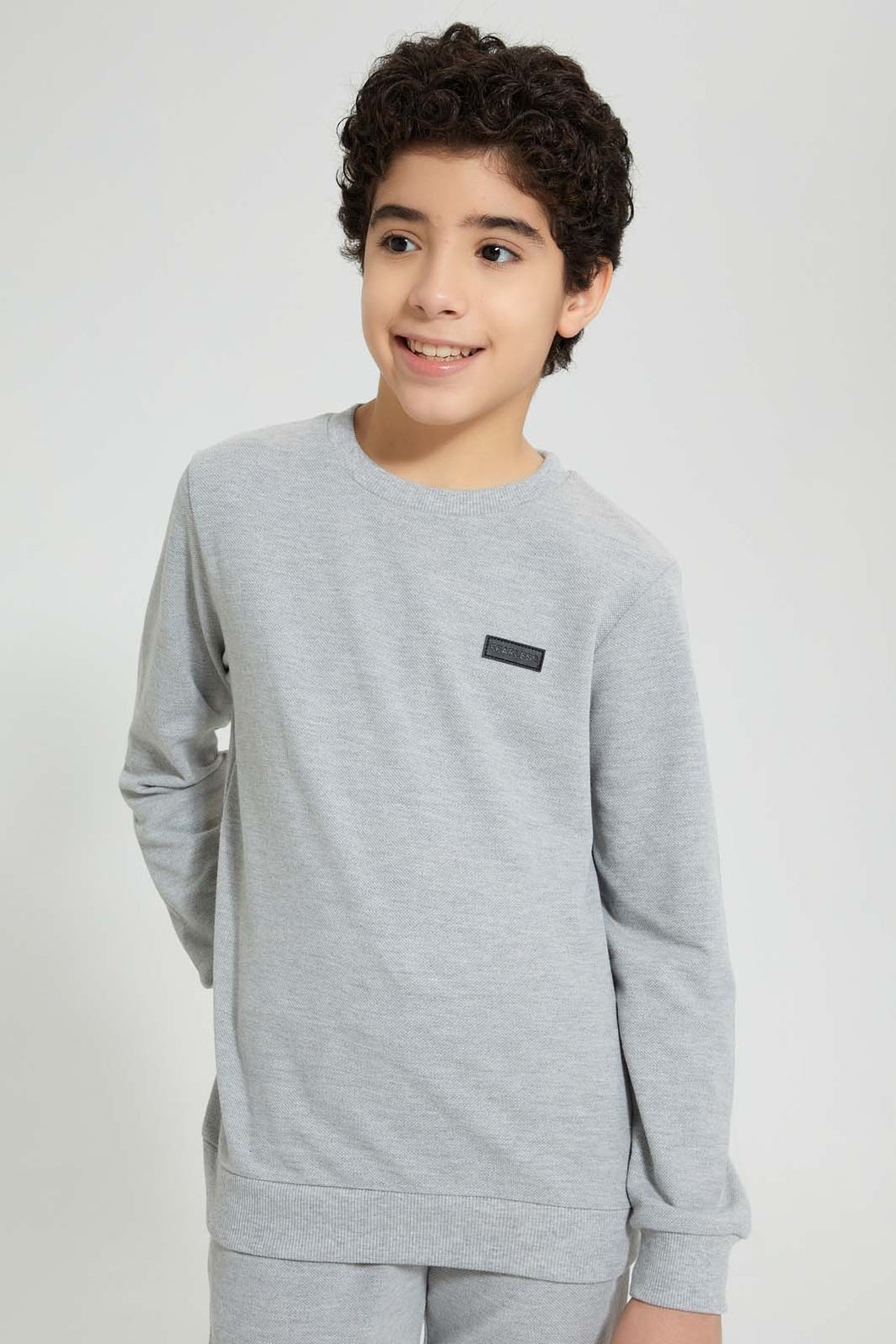 Redtag-Grey-Pique-SweaT-Shirt-Sweatshirts-Senior-Boys-9 to 14 Years