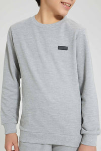Redtag-Grey-Pique-SweaT-Shirt-Sweatshirts-Senior-Boys-9 to 14 Years