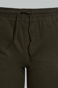 Redtag-Olive-Pull-On-Trouser-Short-Pull-On-Shorts-Senior-Boys-9 to 14 Years