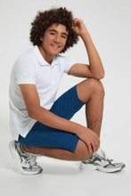 تنزيل الصورة على معرض الصور، Redtag-Blue-Pull-On-Trouser-Short-Chino-Shorts-Senior-Boys-9 to 14 Years
