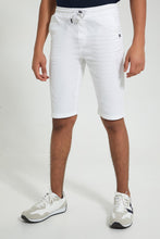 تنزيل الصورة على معرض الصور، Redtag-White-Pull-On-Trouser-Short-Chino-Shorts-Senior-Boys-9 to 14 Years
