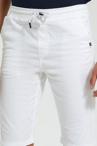 Redtag-White-Pull-On-Trouser-Short-Chino-Shorts-Senior-Boys-9 to 14 Years