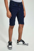 Redtag-Dark-Wash-Pull-On-Short-Denim-Shorts-Senior-Boys-9 to 14 Years