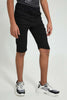 Redtag-Black-Pull-On-Short-Denim-Shorts-Senior-Boys-9 to 14 Years