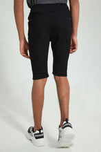 تنزيل الصورة على معرض الصور، Redtag-Black-Pull-On-Short-Denim-Shorts-Senior-Boys-9 to 14 Years
