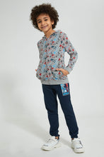 Load image into Gallery viewer, Redtag-Grey-Splat-Print-Hooded-Zip-Through-Sweat-Sweatshirts-Boys-2 to 8 Years

