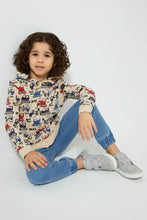 Load image into Gallery viewer, Redtag-Stone-Crane-Print-Hooded-Zip-Through-Sweat-Sweatshirts-Boys-2 to 8 Years
