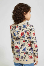 Load image into Gallery viewer, Redtag-Stone-Crane-Print-Hooded-Zip-Through-Sweat-Sweatshirts-Boys-2 to 8 Years
