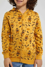 Load image into Gallery viewer, Redtag-Gold-Skate-Print-Hooded-Zip-Through-Sweat-Sweatshirts-Boys-2 to 8 Years
