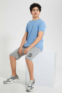 Redtag-Grey-Pull-On-Active-Short-Active-Shorts-Senior-Boys-9 to 14 Years