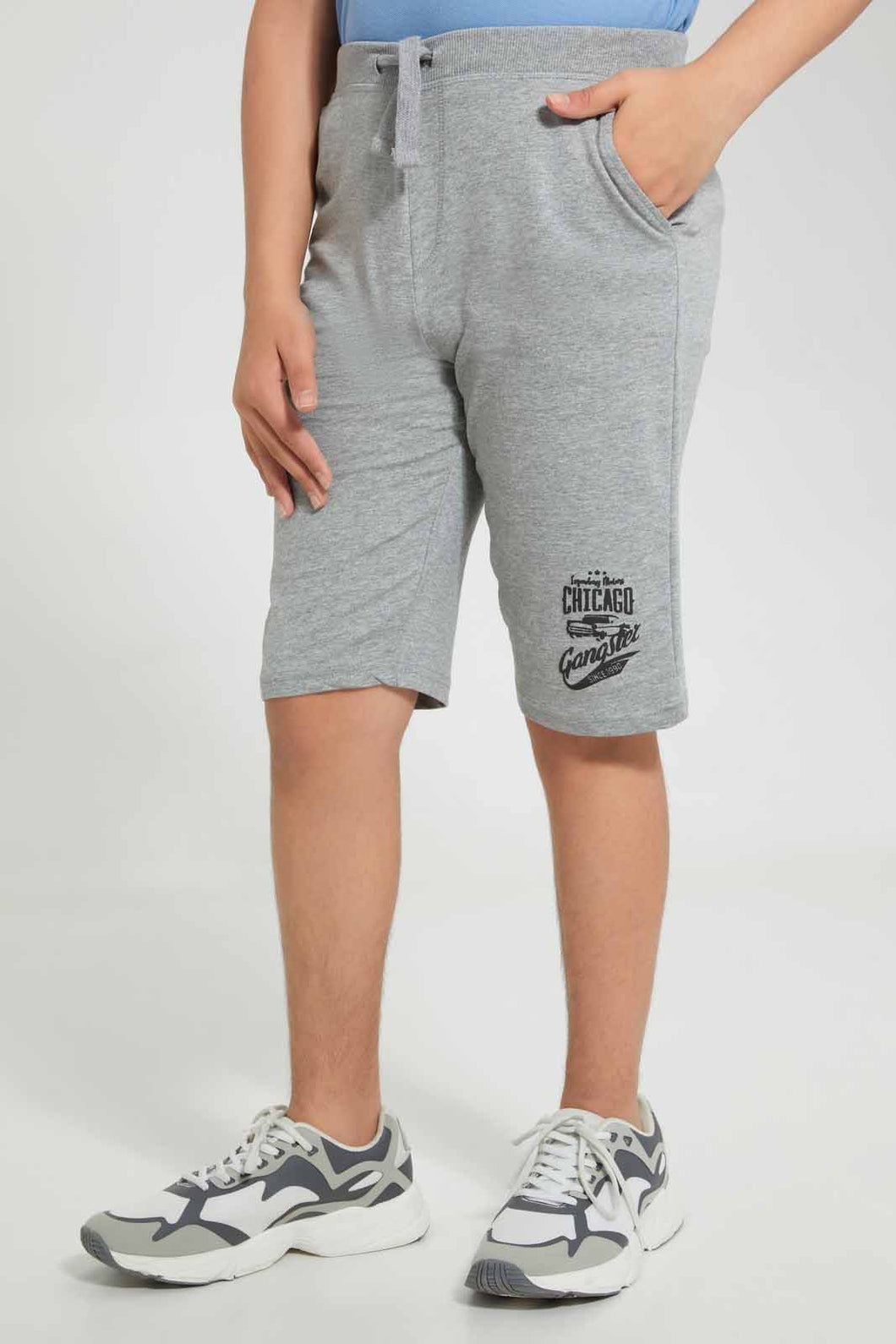 Redtag-Grey-Pull-On-Active-Short-Active-Shorts-Senior-Boys-9 to 14 Years