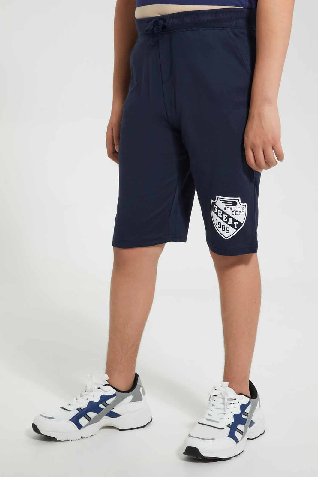 Redtag-Navy-Pull-On-Active-Short-Active-Shorts-Senior-Boys-9 to 14 Years