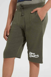 Redtag-Olive-Pull-On-Active-Short-Active-Shorts-Senior-Boys-9 to 14 Years