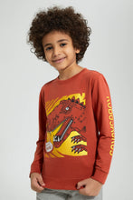 Load image into Gallery viewer, Redtag-Brown-Dino-Print-Crew-Neck-Sweatshirt-Sweatshirts-Boys-2 to 8 Years
