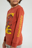Redtag-Brown-Dino-Print-Crew-Neck-Sweatshirt-Sweatshirts-Boys-2 to 8 Years