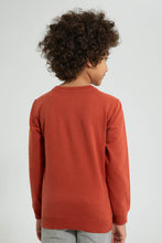 Load image into Gallery viewer, Redtag-Brown-Dino-Print-Crew-Neck-Sweatshirt-Sweatshirts-Boys-2 to 8 Years
