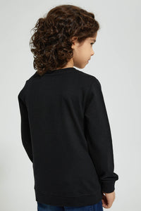 Redtag-Black-Dino-World-Print-Crew-Neck-Sweatshirt-Sweatshirts-Boys-2 to 8 Years