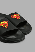 تنزيل الصورة على معرض الصور، Redtag-Black-Superman-Character-Slide-Character,-Colour:Black,-Filter:Men&#39;s-Footwear,-Men-Flip-Flops,-New-In,-New-In-Men-FOO,-Non-Sale,-S22A,-Section:Men-Men&#39;s-
