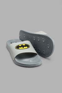 Redtag-Grey-Batman-Character-Slide-Character,-Colour:Grey,-Filter:Men's-Footwear,-Men-Flip-Flops,-New-In,-New-In-Men-FOO,-Non-Sale,-S22A,-Section:Men-Men's-