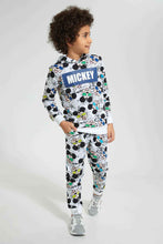 تنزيل الصورة على معرض الصور، Redtag-White-Mickey-Mouse-Printed-Hooded-Jogsuit-Jog-Sets-Boys-2 to 8 Years
