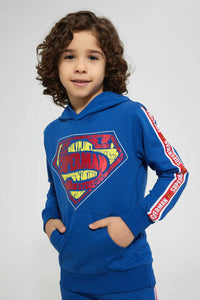 Redtag-Blue-Superman-Hooded-Jogsuit-Jog-Sets-Boys-2 to 8 Years