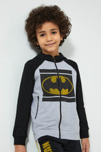 تنزيل الصورة على معرض الصور، Redtag-Black-Batman-Zip-Through-Jogsuit-Jog-Sets-Boys-2 to 8 Years
