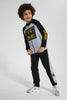 Redtag-Black-Batman-Zip-Through-Jogsuit-Jog-Sets-Boys-2 to 8 Years